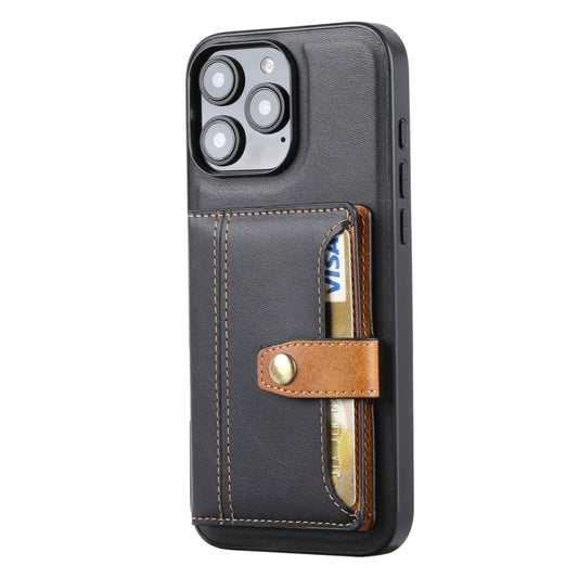 For iPhone 16 Pro Max Calfskin Card Slot TPU Hybrid PU Phone Case(Black) by buy2fix