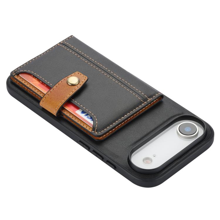 For iPhone Air Calfskin Card Slot TPU Hybrid PU Phone Case(Black) - iPhone Air Cases by buy2fix | Online Shopping UK | buy2fix
