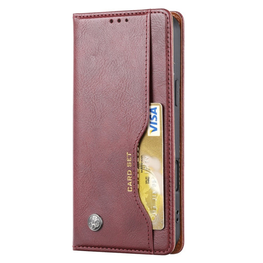 For iPhone 16 Pro Knead Skin Texture Flip Leather Phone Case(Wine Red) by buy2fix