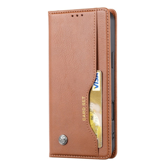 For iPhone 16 Pro Knead Skin Texture Flip Leather Phone Case(Brown) by buy2fix