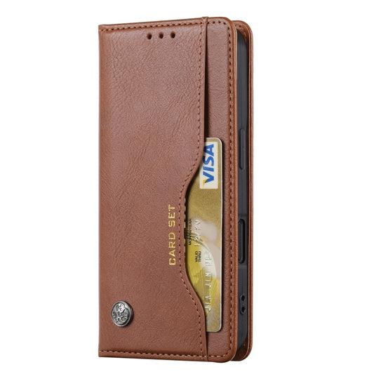 For iPhone 16 Plus Knead Skin Texture Flip Leather Phone Case(Brown) by buy2fix
