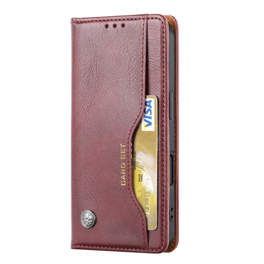 For iPhone 16 Knead Skin Texture Flip Leather Phone Case(Wine Red) by buy2fix
