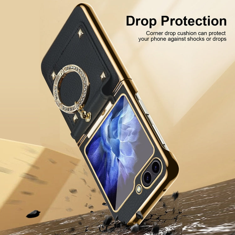 For Samsung Galaxy Z Flip5 Colorful PU Phone Case with Ring Holder(Orange) - Galaxy Z Flip5 Cases by buy2fix | Online Shopping UK | buy2fix