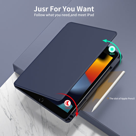 For iPad Pro 10.2 2021/2020/2019 Acrylic 360 Rotation Detachable Leather Tablet Case(Dark Blue) - iPad 10.2 Cases by buy2fix | Online Shopping UK | buy2fix