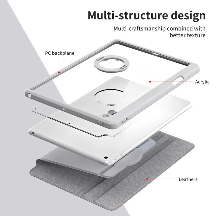 For iPad Pro 10.2 2021/2020/2019 Acrylic 360 Rotation Detachable Leather Tablet Case(Grey) - iPad 10.2 Cases by buy2fix | Online Shopping UK | buy2fix