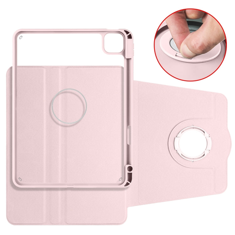 For iPad Pro 11 2025 / 2024 Acrylic 360 Rotation Detachable Leather Tablet Case(Sand Pink) by buy2fix