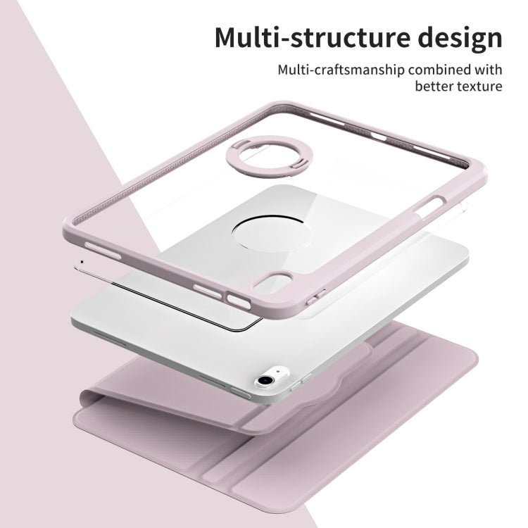 For iPad Air 13 2025 / 2024 Acrylic 360 Rotation Detachable Leather Tablet Case(Sand Pink) by buy2fix