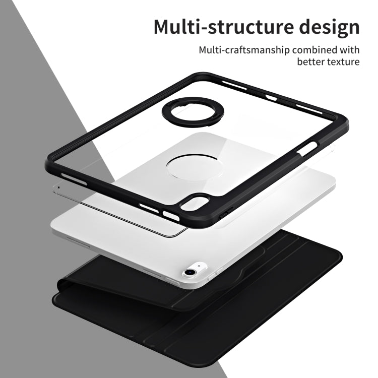 For iPad Air 11 2025 / 2024 Acrylic 360 Rotation Detachable Leather Tablet Case(Black) by buy2fix