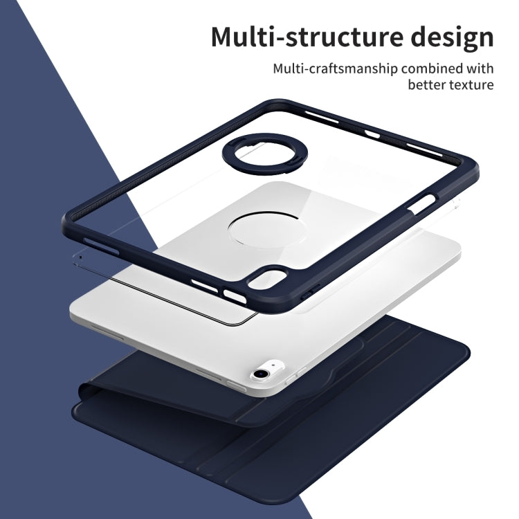 For iPad Air 11 2025 / 2024 Acrylic 360 Rotation Detachable Leather Tablet Case(Dark Blue) by buy2fix