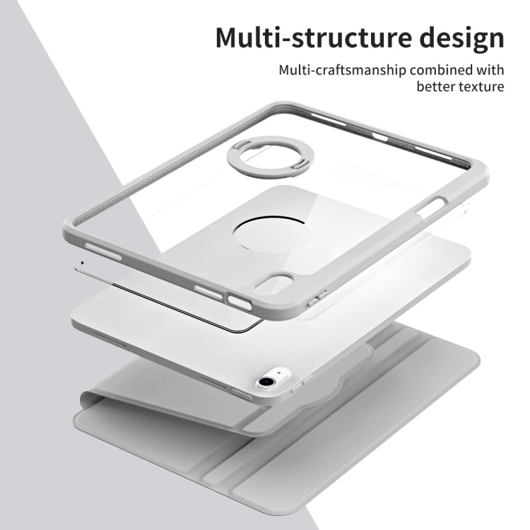 For iPad Air 11 2025 / 2024 Acrylic 360 Rotation Detachable Leather Tablet Case(Grey) by buy2fix