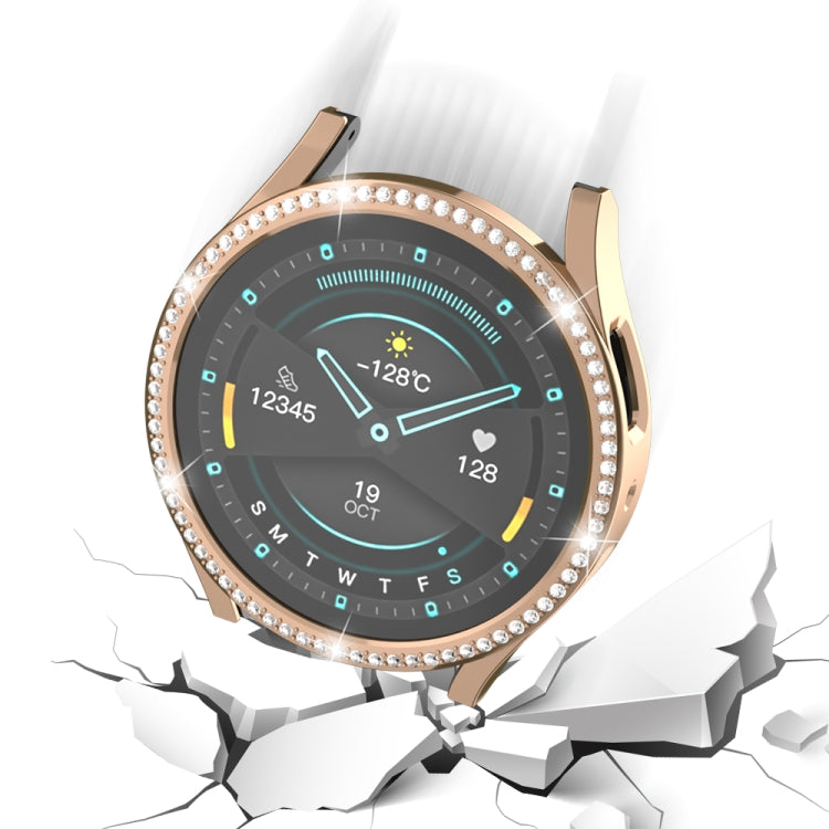 For Samsung Galaxy Watch 6 40mm Diamond Hollow PC Watch Protective Case(Rose Gold) by buy2fix