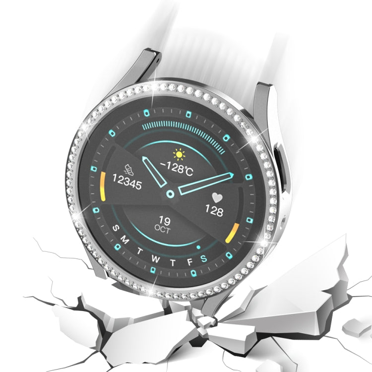 For Samsung Galaxy Watch 6 40mm Diamond Hollow PC Watch Protective Case(Silver) by buy2fix