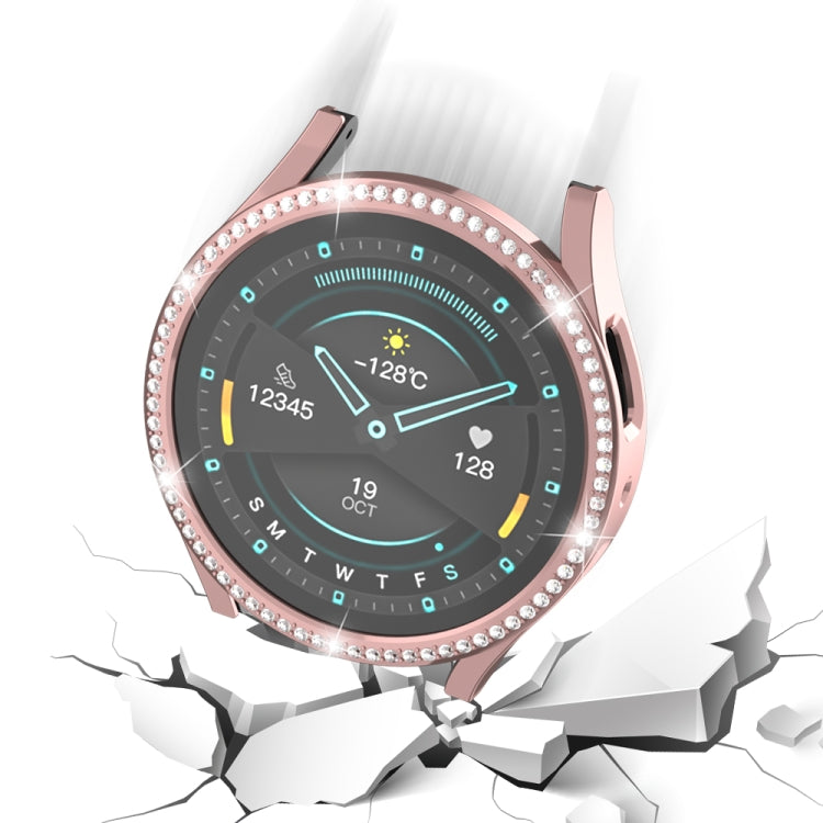 For Samsung Galaxy Watch 6 44mm Diamond Hollow PC Watch Protective Case(Pink) by buy2fix