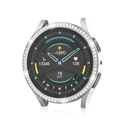 For Samsung Galaxy Watch 6 44mm Diamond Hollow PC Watch Protective Case(Silver) by buy2fix