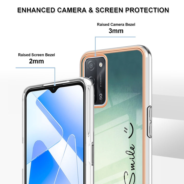 For OPPO A55 5G / A53s 5G / A54 4G Electroplating Marble Dual-side IMD Phone Case(Smile) by buy2fix