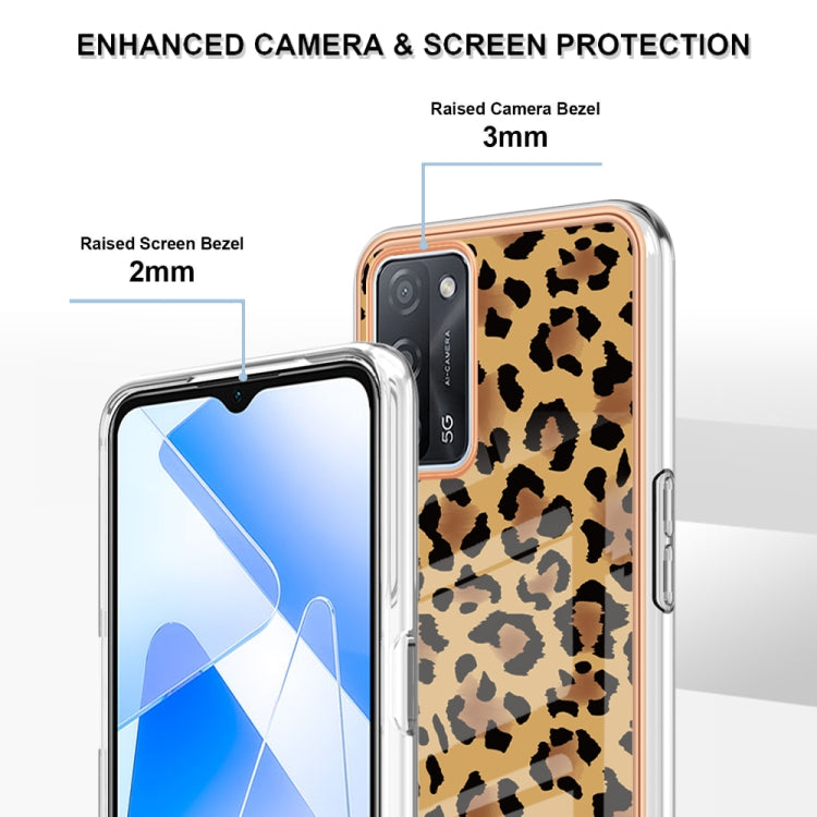 For OPPO A55 5G / A53s 5G / A54 4G Electroplating Marble Dual-side IMD Phone Case(Leopard Print) by buy2fix