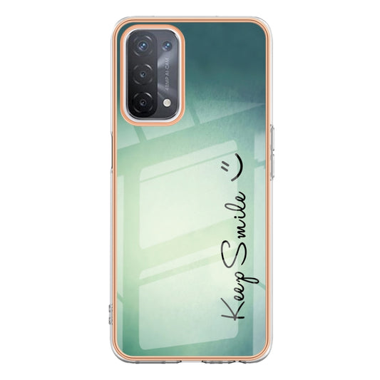 For OPPO A74 / A93 5G / A54 5G / A93s 5G Electroplating Marble Dual-side IMD Phone Case(Smile) by buy2fix