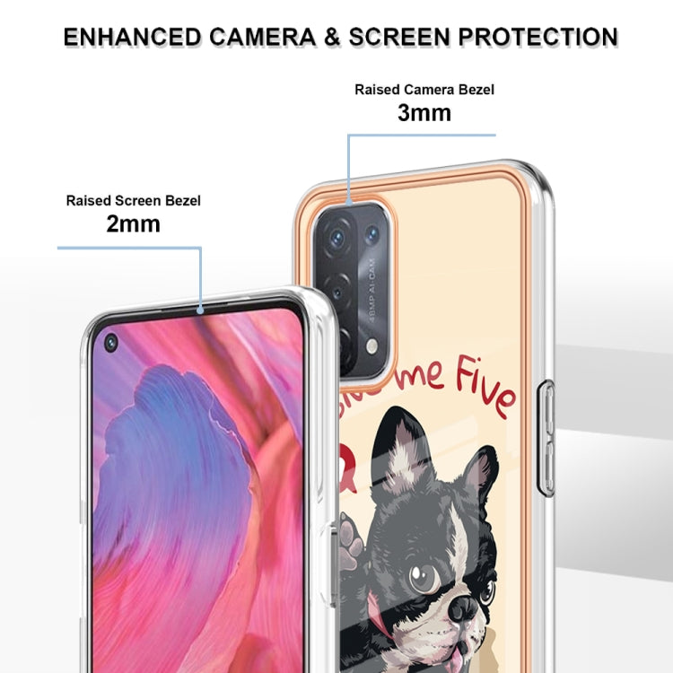For OPPO A74 / A93 5G / A54 5G / A93s 5G Electroplating Marble Dual-side IMD Phone Case(Lucky Dog) by buy2fix