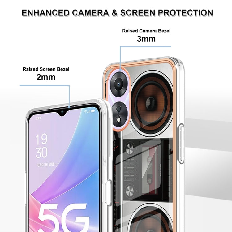 For OPPO A78 / A58 Electroplating Marble Dual-side IMD Phone Case(Retro Radio) by buy2fix