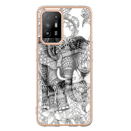 For OPPO A94 5G / A95 5G Electroplating Marble Dual-side IMD Phone Case(Totem Elephant) by buy2fix