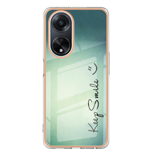 For OPPO A98 Electroplating Marble Dual-side IMD Phone Case(Smile) by buy2fix