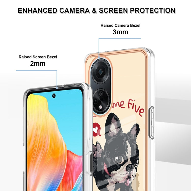 For OPPO A98 Electroplating Marble Dual-side IMD Phone Case(Lucky Dog) by buy2fix