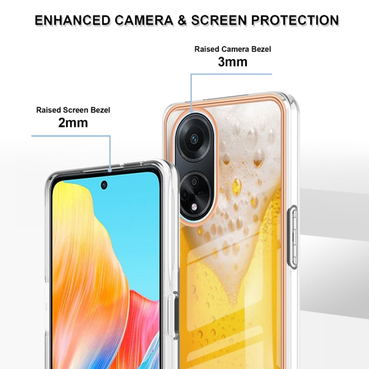 For OPPO A98 Electroplating Marble Dual-side IMD Phone Case(Draft Beer) by buy2fix