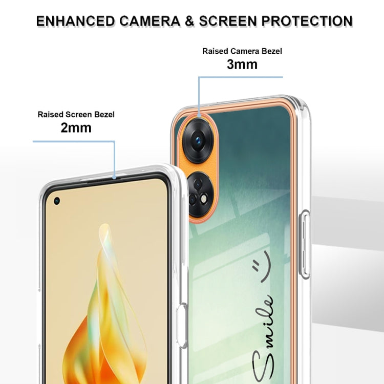 For OPPO Reno8 T 4G Electroplating Marble Dual-side IMD Phone Case(Smile) by buy2fix