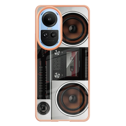 For OPPO Reno10 5G Global Electroplating Marble Dual-side IMD Phone Case(Retro Radio) by buy2fix