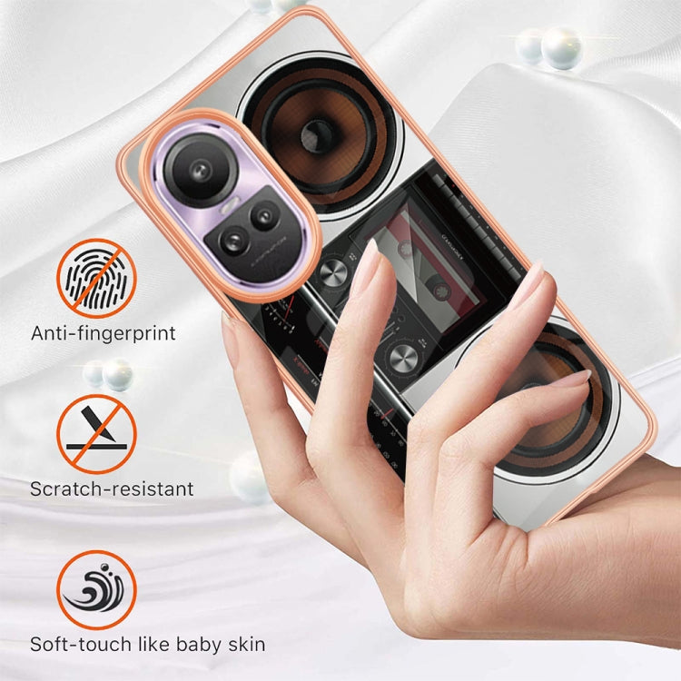 For OPPO Reno10 Pro 5G Global Electroplating Marble Dual-side IMD Phone Case(Retro Radio) by buy2fix