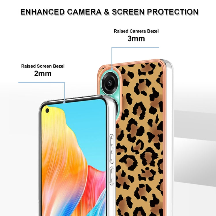 For OPPO A78 4G Electroplating Marble Dual-side IMD Phone Case(Leopard Print) by buy2fix