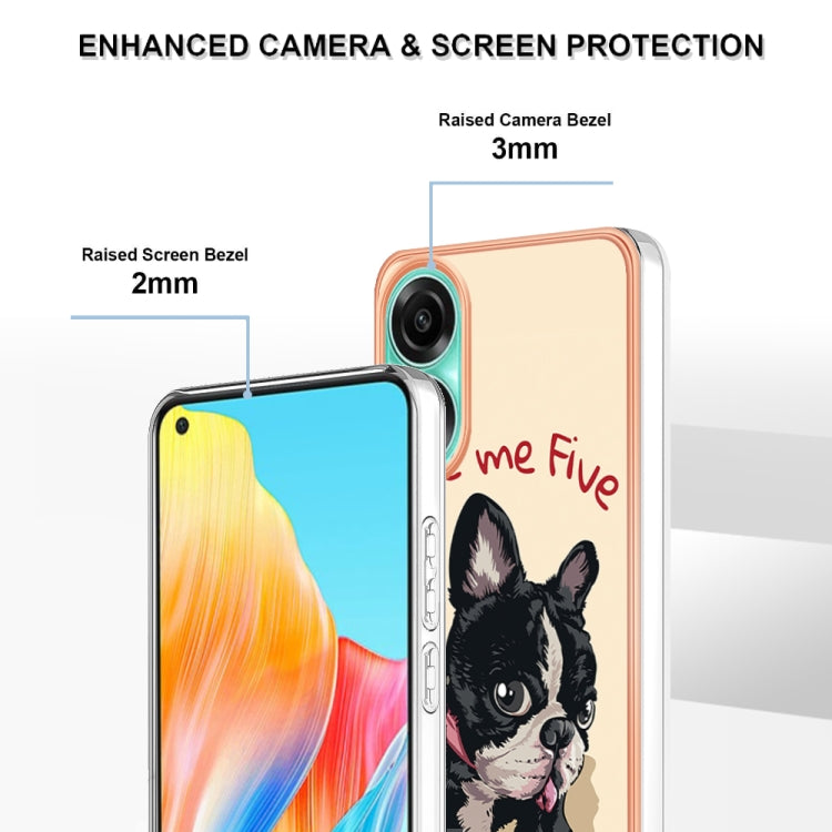 For OPPO A78 4G Electroplating Marble Dual-side IMD Phone Case(Lucky Dog) by buy2fix