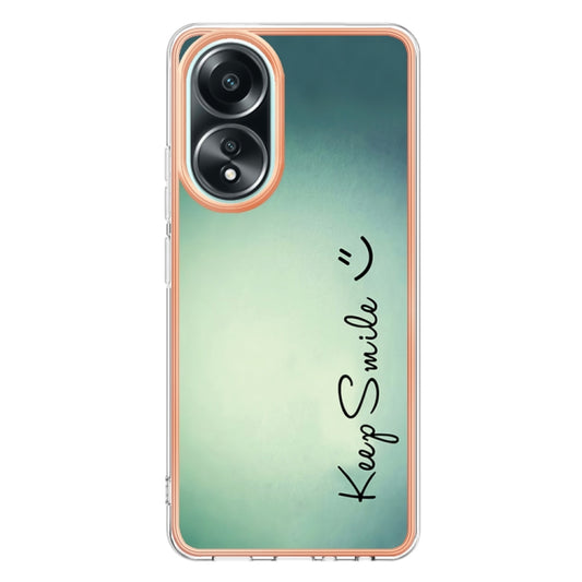 For OPPO A58 4G Electroplating Marble Dual-side IMD Phone Case(Smile) by buy2fix