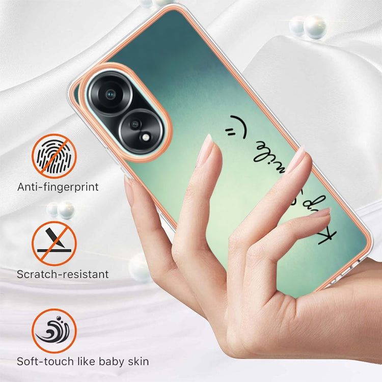 For OPPO A58 4G Electroplating Marble Dual-side IMD Phone Case(Smile) by buy2fix