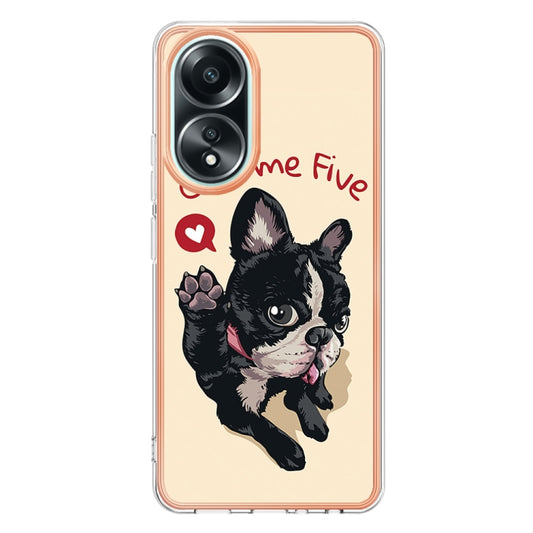 For OPPO A58 4G Electroplating Marble Dual-side IMD Phone Case(Lucky Dog) by buy2fix