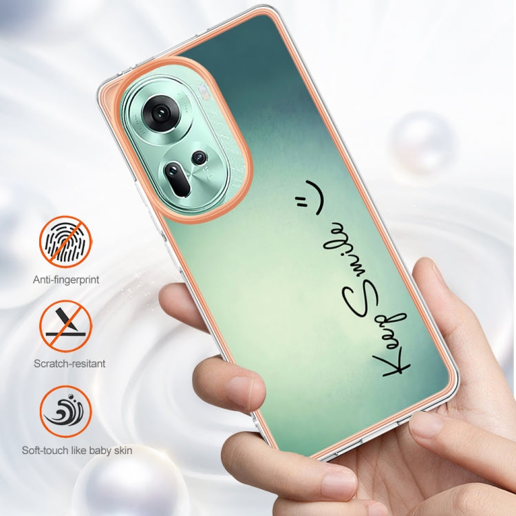 For OPPO Reno11 5G Global Electroplating Marble Dual-side IMD Phone Case(Smile) by buy2fix