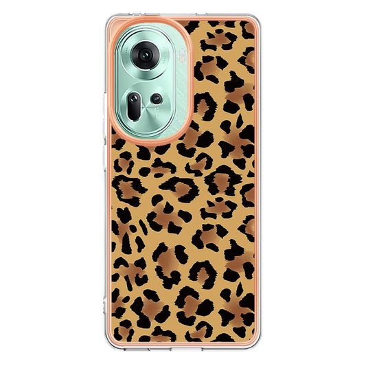 For OPPO Reno11 5G Global Electroplating Marble Dual-side IMD Phone Case(Leopard Print) by buy2fix