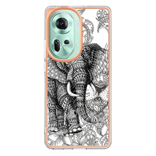 For OPPO Reno11 5G Global Electroplating Marble Dual-side IMD Phone Case(Totem Elephant) by buy2fix