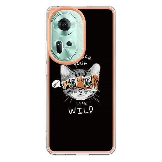 For OPPO Reno11 5G Global Electroplating Marble Dual-side IMD Phone Case(Natural Growth) by buy2fix