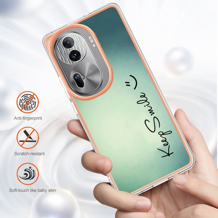 For OPPO Reno11 Pro 5G Global Electroplating Marble Dual-side IMD Phone Case(Smile) by buy2fix