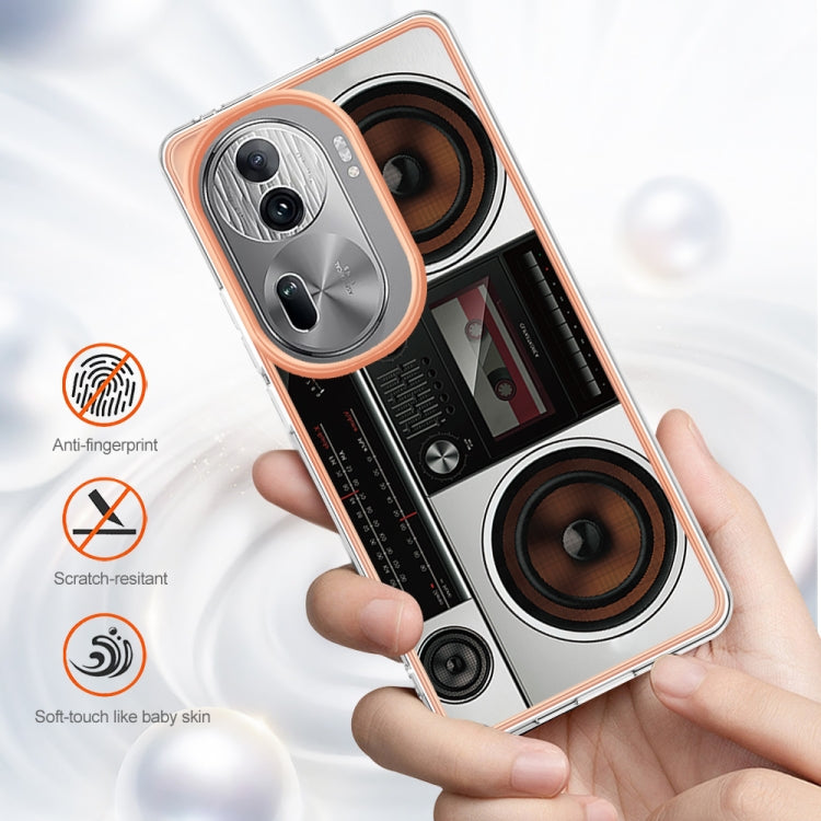 For OPPO Reno11 Pro 5G Global Electroplating Marble Dual-side IMD Phone Case(Retro Radio) by buy2fix