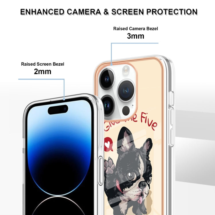 For iPhone 16 Pro Max Electroplating Marble Dual-side IMD Phone Case(Lucky Dog) by buy2fix