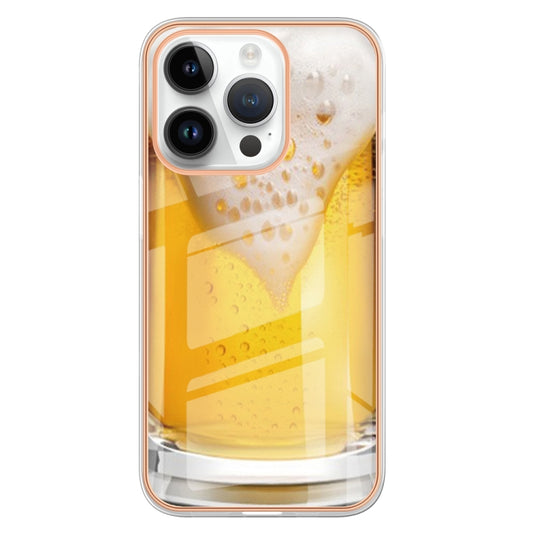 For iPhone 16 Pro Max Electroplating Marble Dual-side IMD Phone Case(Draft Beer) by buy2fix