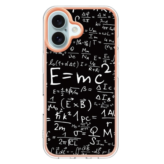 For iPhone 16 Electroplating Marble Dual-side IMD Phone Case(Equation) by buy2fix