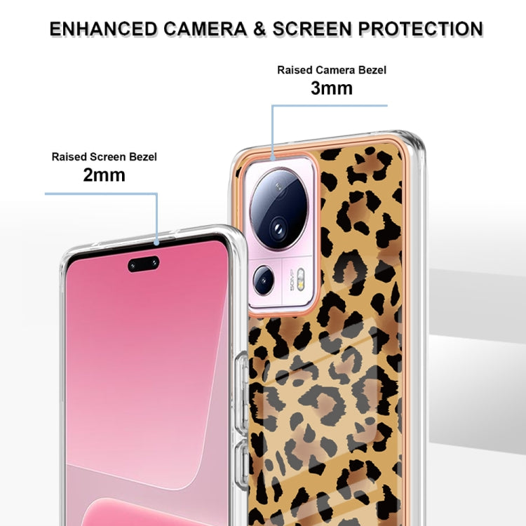For Xiaomi 13 Lite 5G Electroplating Marble Dual-side IMD Phone Case(Leopard Print) by buy2fix