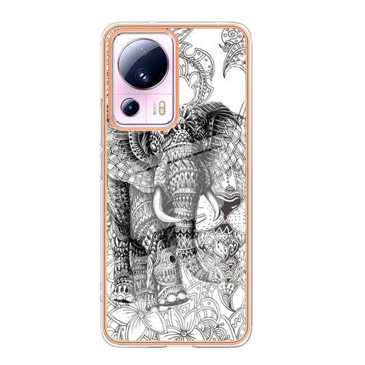 For Xiaomi 13 Lite 5G Electroplating Marble Dual-side IMD Phone Case(Totem Elephant) by buy2fix