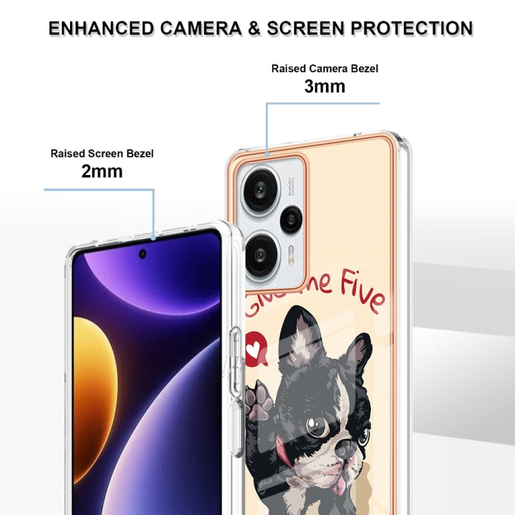 For Xiaomi Poco F5 / Redmi Note 12 Turbo Electroplating Marble Dual-side IMD Phone Case(Lucky Dog) by buy2fix