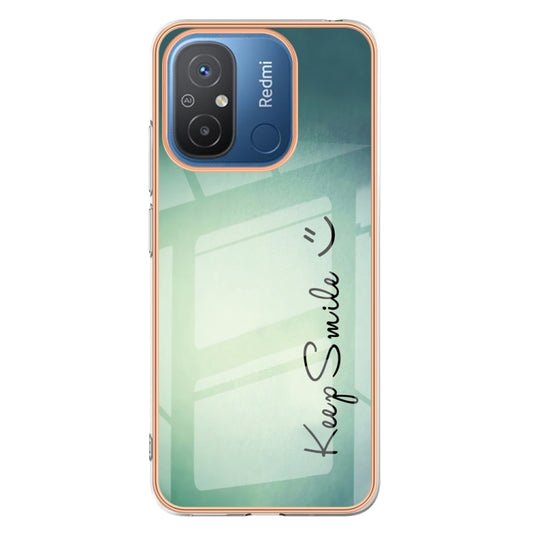 For Xiaomi Redmi 12C / 11A 4G Electroplating Marble Dual-side IMD Phone Case(Smile) by buy2fix