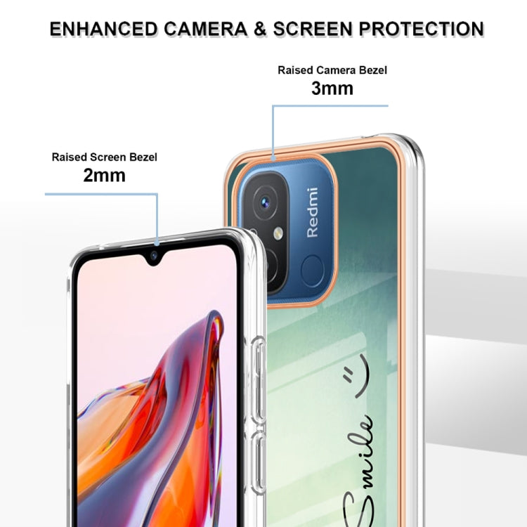 For Xiaomi Redmi 12C / 11A 4G Electroplating Marble Dual-side IMD Phone Case(Smile) by buy2fix