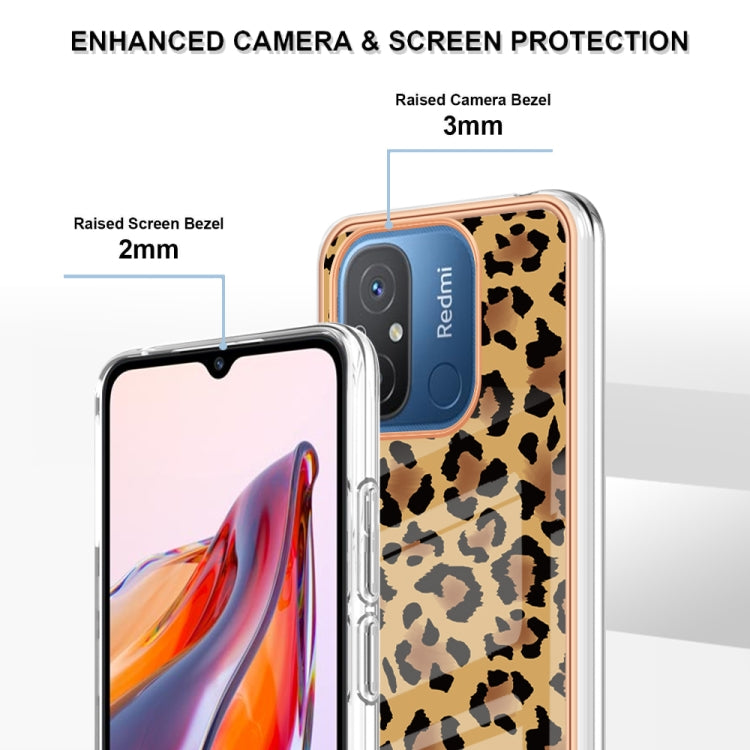 For Xiaomi Redmi 12C / 11A 4G Electroplating Marble Dual-side IMD Phone Case(Leopard Print) by buy2fix